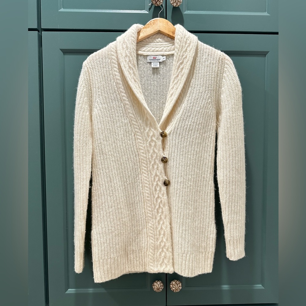 Vineyard Vines Merino Wool Alpaca Cardigan – Ivory – Women’s Classic 3-Button XS